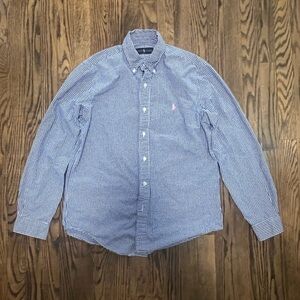 Ralph Lauren Blue and White Gingham Button-Down Shirt